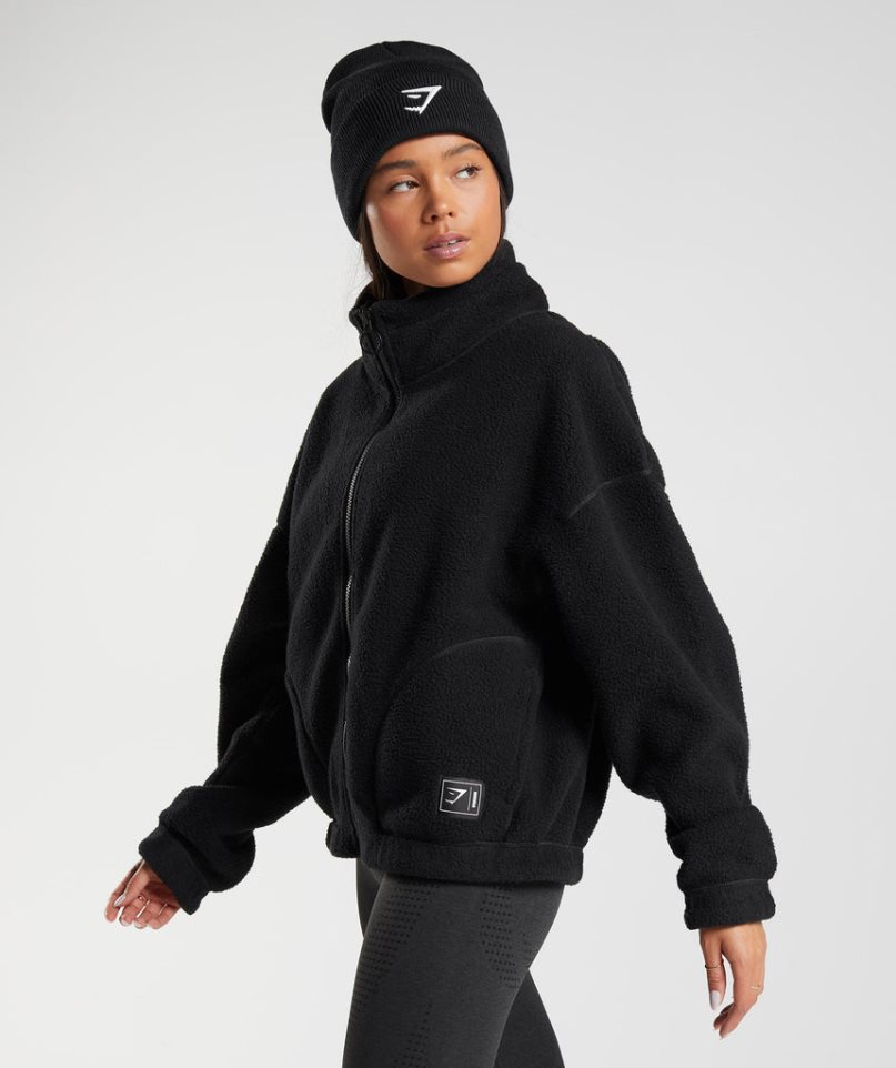 Kurtka Gymshark Sherpa Damskie Czarne | PL 307YML